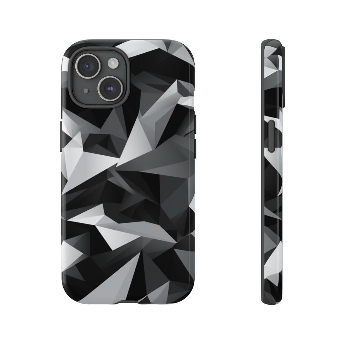 Coque iPhone 15 motif abstrait géométrique noir protection rigide