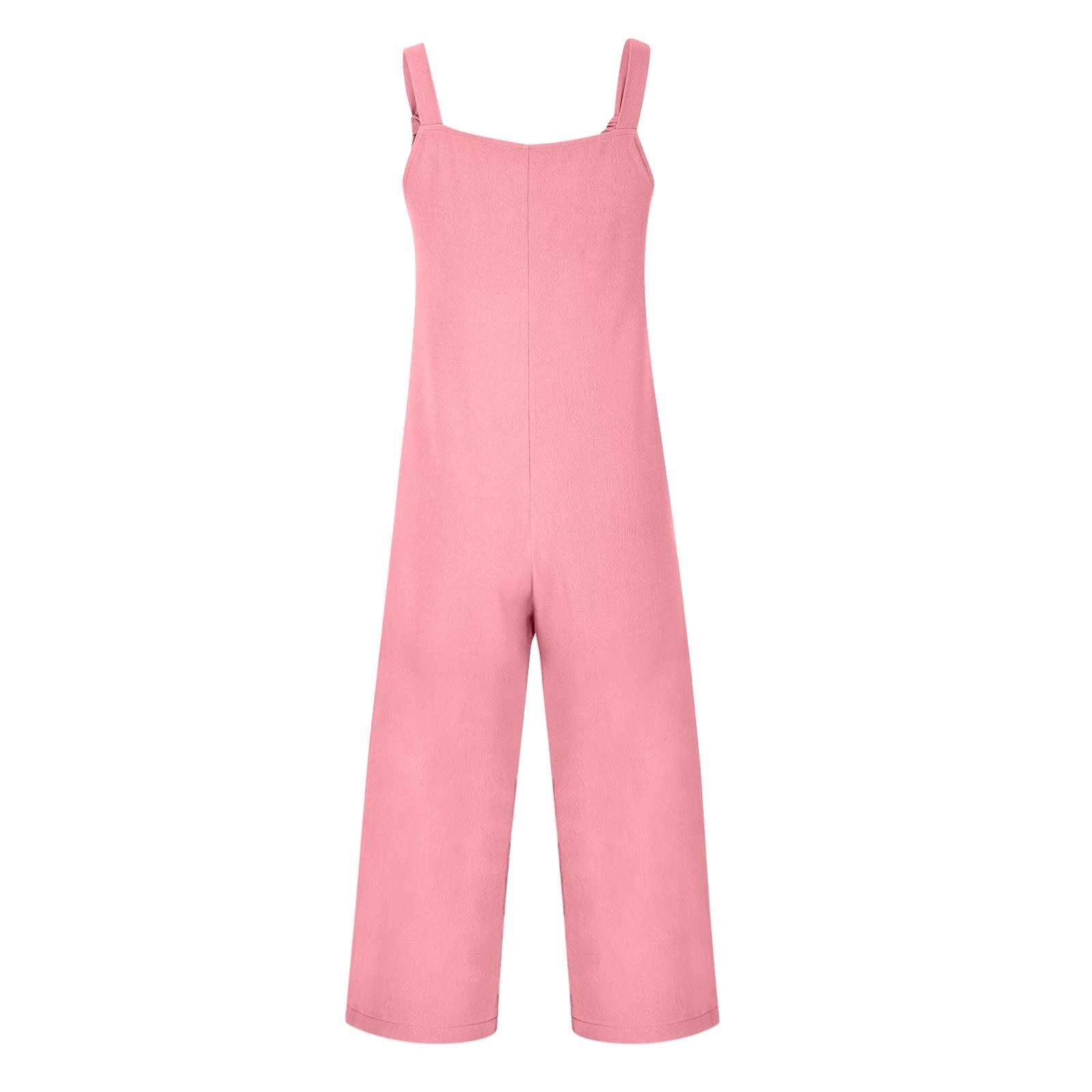 Générique Femmes Combinaison Décontractée U Sans Manches Bretelles Fines Pantalon Large Salopette Sarouel Avec Poches