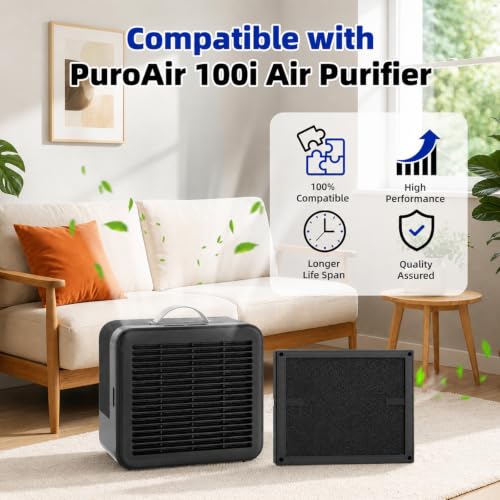 Image of 2 Pack 100i Replacement Filter Compatible with PuroAir 100i Air Purifier | 3-in-1 H13 True HEPA High-Efficiency Activated Carbon Filter