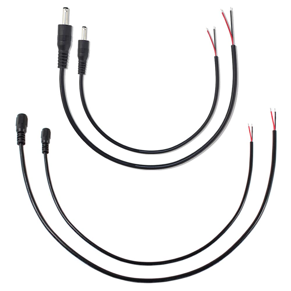 DC Power Pigtails Cable, DC 5.5MM x 2.5MM Male & Female Plug to Bare Wire Open End Power Wire Supply Repair Cable,18 AWG 1.6FT for DIY Extension Cord，Router,CCTV,IP Camera,DVR,LED Strip Light Etc-image-34