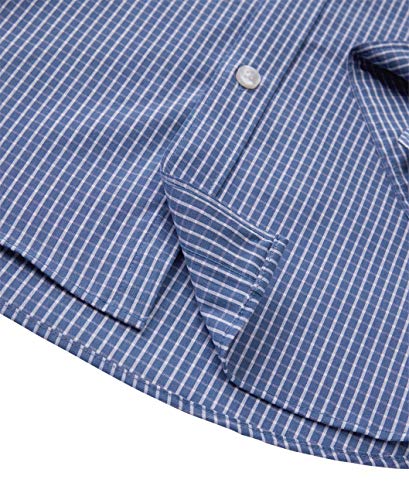 Van Heusen Men's Traveler Stretch Non Iron Long Sleeve Shirt, Blue Mazarine Check, Small #TOP3