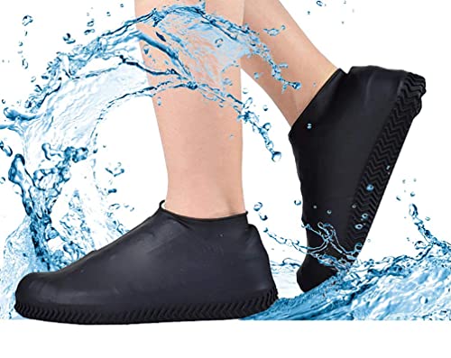 Image of Waterproof Shoe Covers for Men, Women Silicone Shoe Covers, Reusable Elastic Shoe Covers for Rain Black Medium