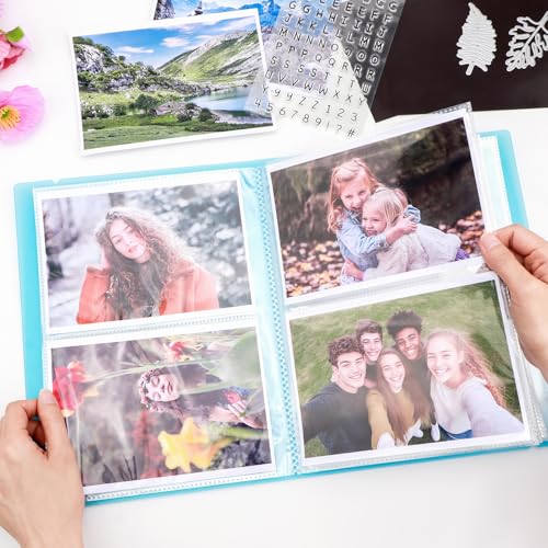 Image of 2 Pack Large Sticker Photo Storage Album, Stamp & Cutting Dies Storage Book Organizer Folder for Cards Storage DIY Scrapbooking Card Making Supplies 20 Pages 80 Pockets / Pack ( Blue + Orange)