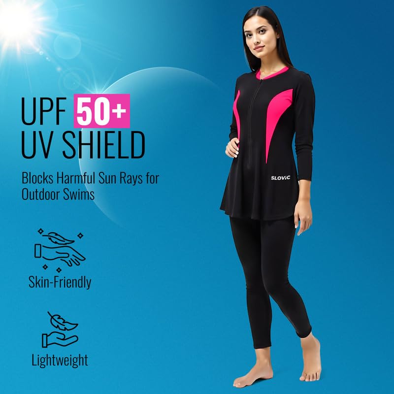Image of SLOVIC Swimming Suit for Women | One Piece Bodysuite for Women | Beachwear for Girls | Quick Dry & Stretchable Swimwear for Ladies | Swimming Dress for Swimming Pool