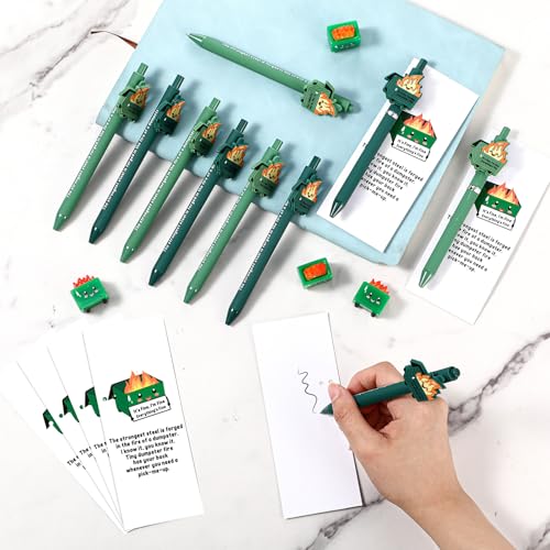 Sayglossy 24 Set Dumpster Desk Accessories Valentine\'s Day Employee Appreciation Gifts Bulk Inspirational Pens Mini Dumpster Figure Encouragement Card Bookmark Funny for Teacher Coworkers Team Staff - Thumbnail 5