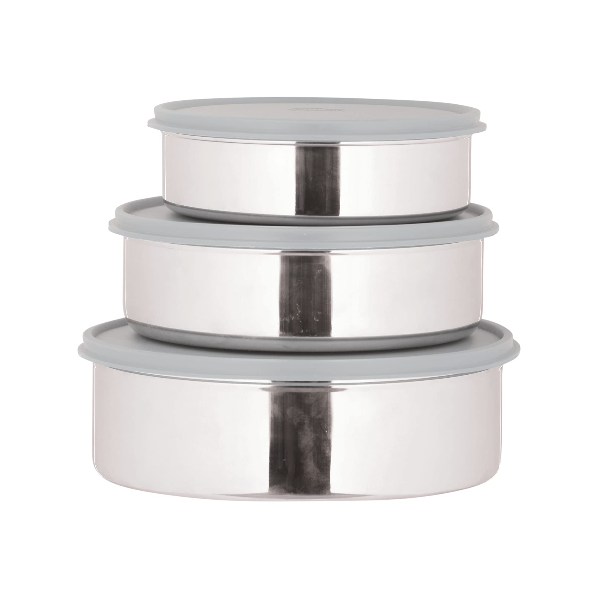 Gluman Stainless Steel Air Tight Flat Lid Round Shape Multipurpose Storage Container (Set of 3 1900 ml,1250 ml & 750 ml) (Grey) (B0BQSFBKCV) Amazon Price History, Amazon Price Tracker