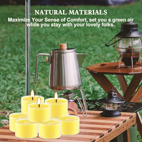 Image of 100 Pack Clear Tea Lights Candles Bulk, Summer Citronella Candle Outdoor and Indoor, for Birthday Emergency Home Garden(8 Hour, Yellow)