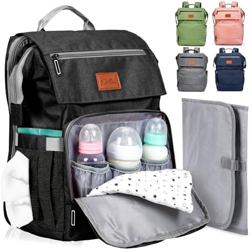 Image of PILLANI Baby Diaper Bag Backpack - Baby Bag for Boys & Girls, Diaper Backpack - Large Travel Diaper Bags for Baby Girl w/Changing Pad - Newborn Essentials,Baby Registry Search,Baby Shower Gifts Stuff