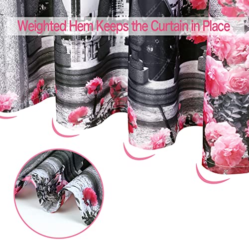 Claswcalor Paris Eiffel Tower Shower Curtain, Pink And Grey Shower Curtains For Bathroom Decor, Art Romantic Landscape Shower Curtains With 12 Hooks, Waterproof Fabric Bathroom Curtain For Women #TOP5