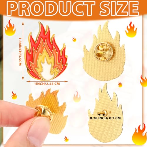 Zeyune Fire Flame Enamel Lapel Pins Bulk Fire Hard Enamel Pins Brooch Red Gold Accessories Flame Charms Bulk for Hats Clothes Backpack Bags for Adults Men Women Gift2