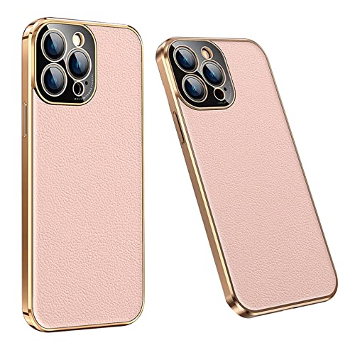 Coque iPhone 14 cuir véritable antichoc mince avec protection caméra