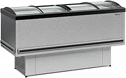 Ilha Expositor p/Congelados e Resfriados GESV-190CTI Plus Tipo Inox Vidro Curvo Deslizante Gelopar 220V