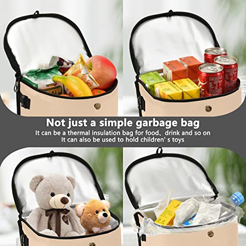 Image of Wudan Small Car Trash Can Peach Accessories for Garbage Storage Organizer with Lid Waterproof Portable Auto and Truck Interior Seat Bin