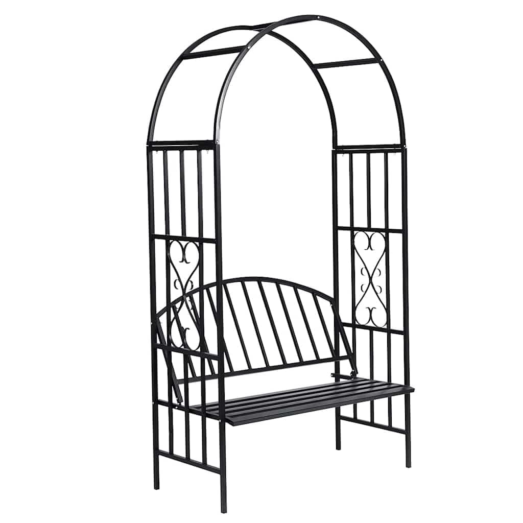 Arco per rose con panca, da giardino, in metallo, 114 x 57 x 210