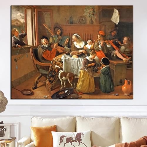 Toile Jan Havickszoon Steen 70x100 cm pour décoration de chambre sans cadre