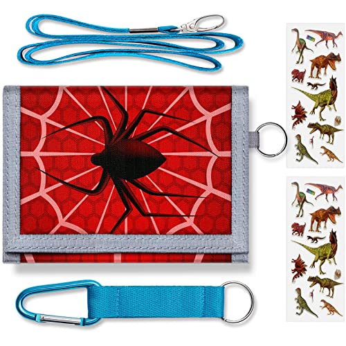 Image of TATAANTY Kids Dinosaur Wallet, Unisex, Ages 6-16, Zippered Coin Pocket, Cotton, Tri-Fold, 5 Compartments, 8 Card Slots