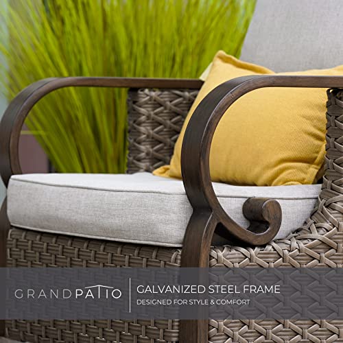 Grand Patio 4-Piece Outdoor Conversation Set, Swivel Rocking Chairs, Coffee Table, Patio Wicker Furniture Steel, Resin Wicker, Ponce Harbor Dark Brown #TOP2