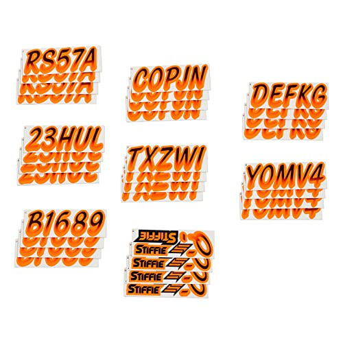 Image of STIFFIE Whipline Black /Electric Orange 3 inch Boat & PWC Registration Decals • Numbers Letters Stickers