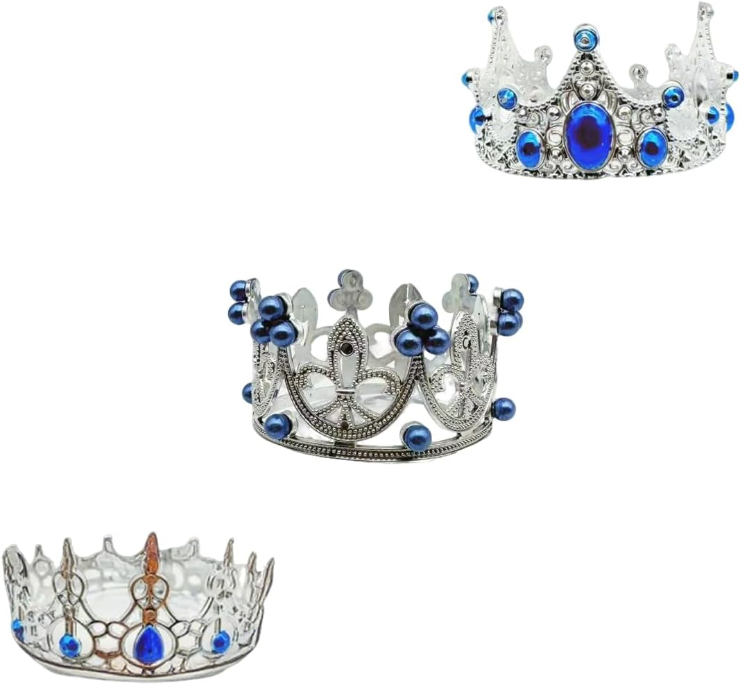 Doll Accessories Set with Decorative Crown Set, Silver with Blue Jewels, 3-Piece Royal Collection, for LABUBU 2025