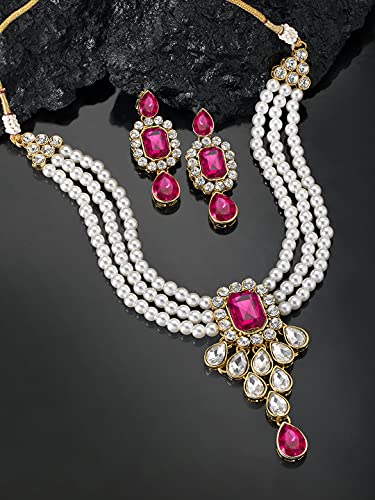 Image of Peora Crystal Faux Pearl Jewellery Gift Set for Women