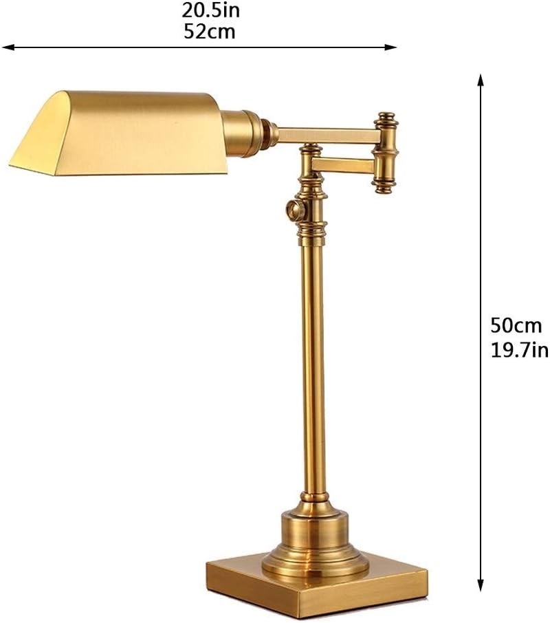 LED Desk Lamp Antique Copper Table Lamp Study Desk Eye Protection LED Lamp Living Room Table Desk Lamp - H 19.7 Inches, Brass Finish Table Lamp Reading Lamp,