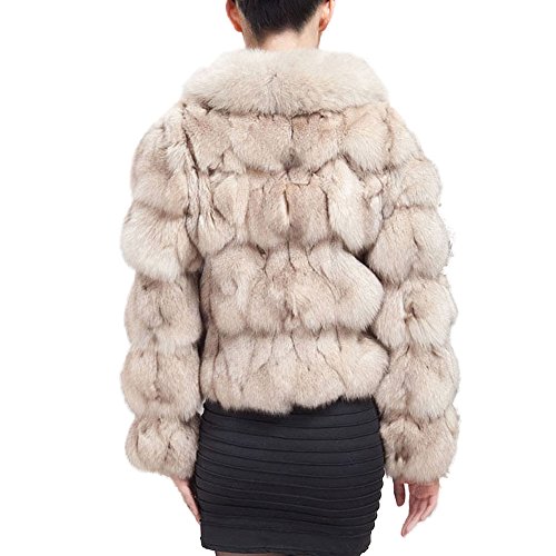Women's Genuine Fox Fur Coat For Winter Thick Warm Fur Jacket(Beige,10) #TOP1