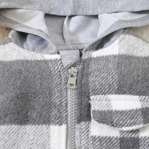 Toddler Fall Winter Plaid Hoodies Flannel Jacket Long Sleeve Zipper Lapel Collared Coat Casual Cute Trendy Outerwear Jacket4