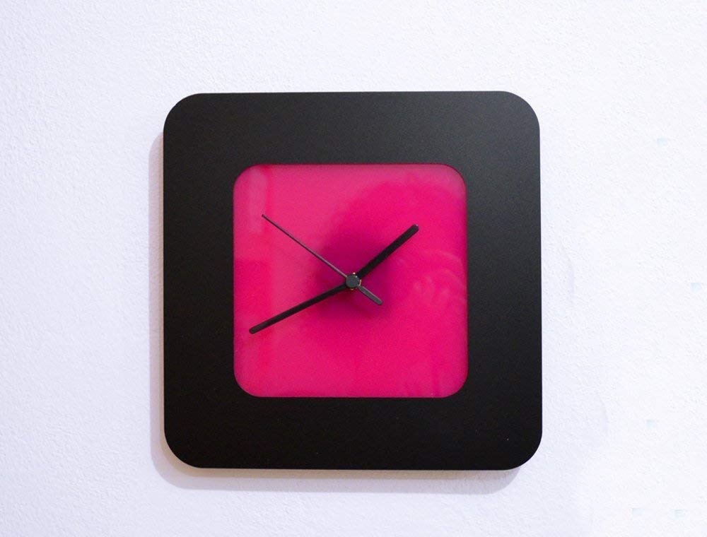Simply small Fuchsia and Black - Wall Clock