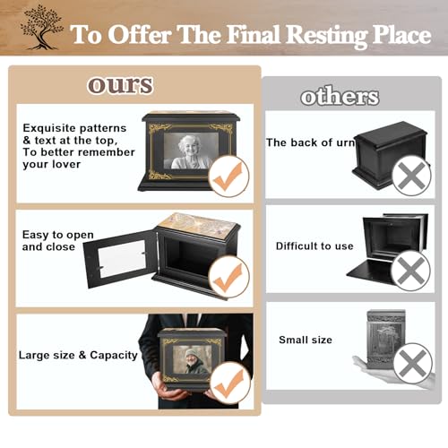 Cremation Urn for Ashes Adult Male Female Wooden Picture Frame Urns Butterfly Large Funeral Memorial Decorative Burial Urn Box and Casket for Ashes Men Women Pet Cat Dog