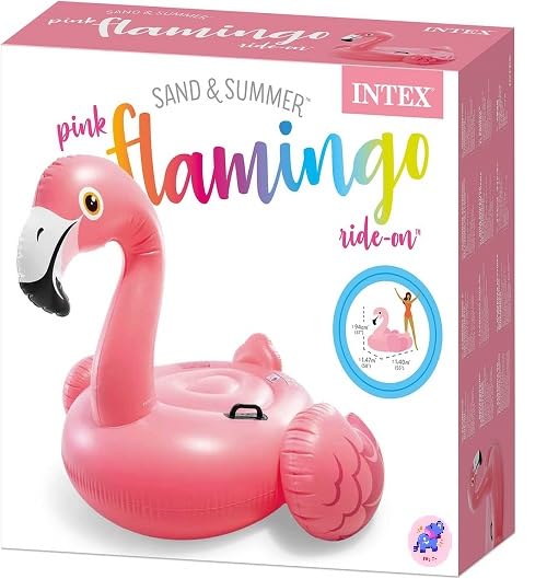 Image of Ride-On Air Inflatable Swimming Pool Float| Adorable Children Safety Rider Tube Ring for Water Fun |Floater Raft Lounger Mattress for Kids & Adults with Handles (Age 3+) (Pink Flemingo)