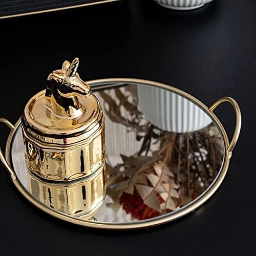 FMURY Brass Handle Storage Tray Soft Glass Storage Tray Gourmet Photo Tray Living Room Decoration Crafts Gifts Home Decoration image 4
