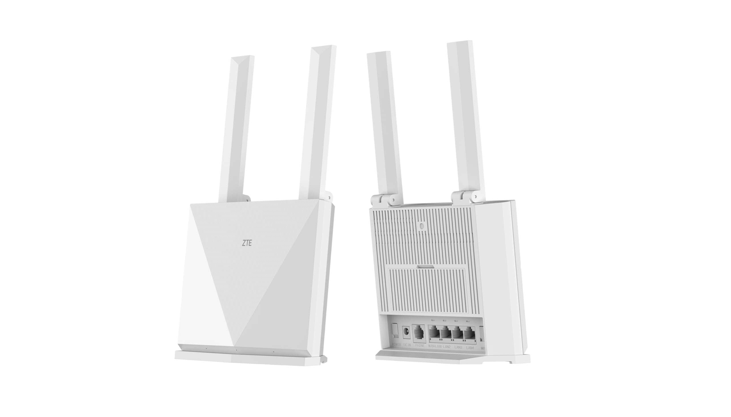 ZTE K20 Modem Router 4G LTE cat7 con SIM, WI-Fi dual-band AC1200, 4 Ethernet Ports, Connette fino a 64 Dispositivi, 2 antenne alto guadagno, alimentatore di rete, batteria backup (non incl.) [Italia]
