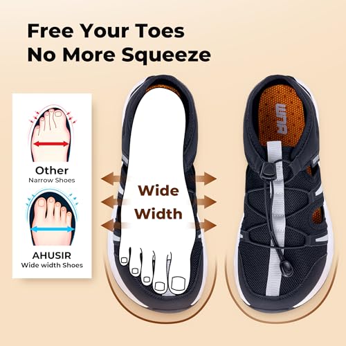 Image of Mens Closed Toe Wide Width Hiking Sandals Summer Walking Water Shoes Comfortable Recovery Fisherman Sport Sandals