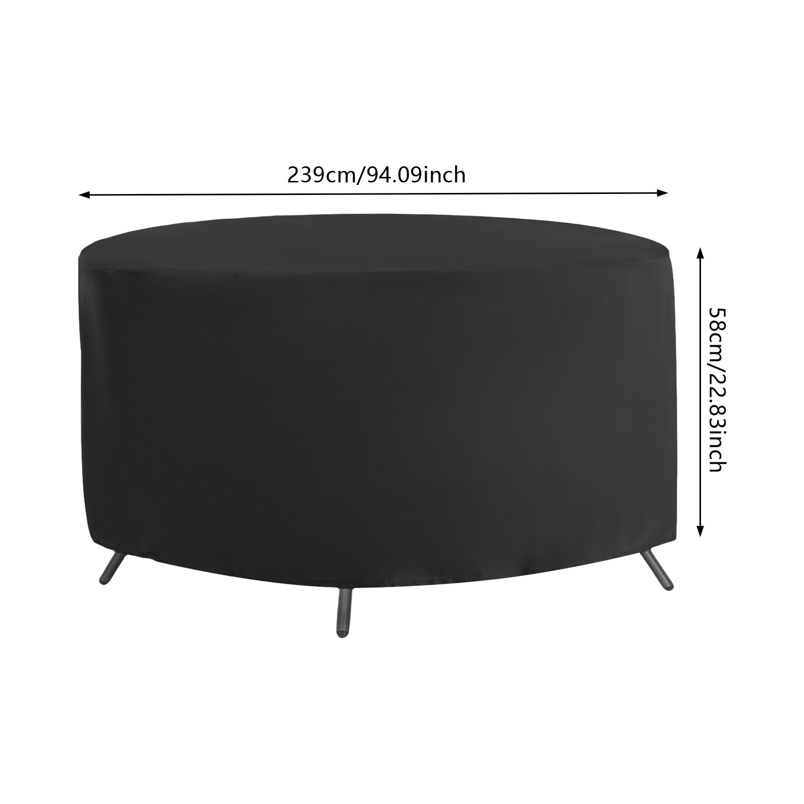 Okrągły pokrowiec na meble ogrodowe, Ø 240 x 60 cm, poliester powlekany srebrem 190T, wodoszczelny, ochrona przed promieniowaniem UV, pokrowiec na stół i krzesła, pokrowiec ochronny na meble ogrodowe