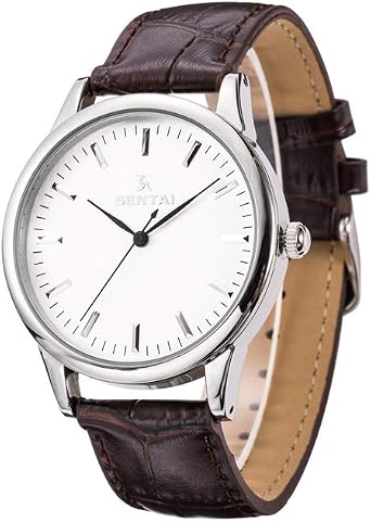 Sentai Orologio Analogico Classico Quarzo da Donna \u0026 uomo con Cinturino in  Acciaio Inox e pelle Orologi (Marrone) : Amazon.it: Orologi