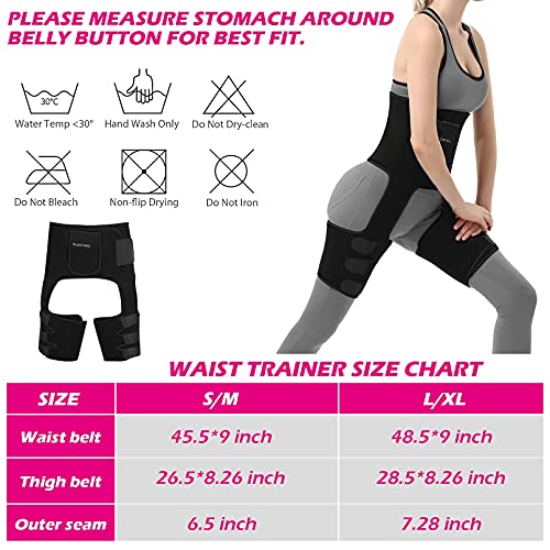 Elekfine Bfr Waist Trainer For Women Sweat Sauna Shaper Cincher Thigh Butt Lifter Band Waist Trainers 3 In 1 Waist Trimmer For Women Elegant Black #TOP2