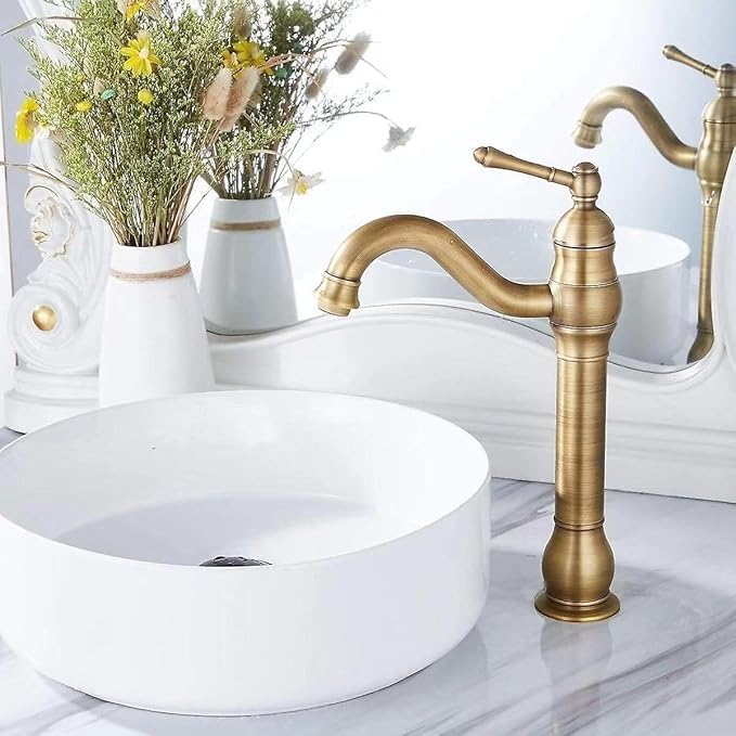 Aquieen Luxury Series Hot & Cold Basin Mixer Basin Tap (Royal - Antique Brass) (Tall) (B0CWGRDX2W) Amazon Price History, Amazon Price Tracker