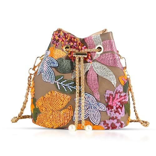 Bolso cruzado para mujer, bordado a mano, cuero