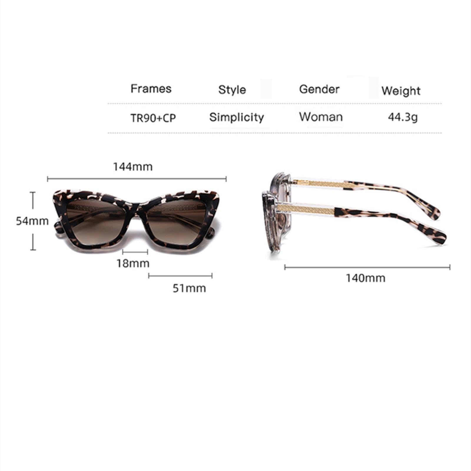 Occhiali da sole polarizzati da donna Cat Eye Occhiali da sole Uv400 Donna Acetato Marrone Moda