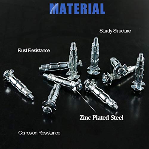 Glarks GLLAZXMB-32 30Pcs 4X32Mm Heavy Duty Zinc Plated Steel Molly Bolt Hollow Drive Wall Anchor Screws Set thumb #2