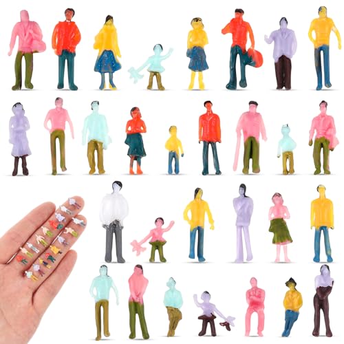 Namalu 30 peças mini figuras de pessoas em escala 1: 150 modelos de pessoas pequenas arquitetónicas pintadas sentadas e de pé pessoas em miniatura de plástico de podes sortidas