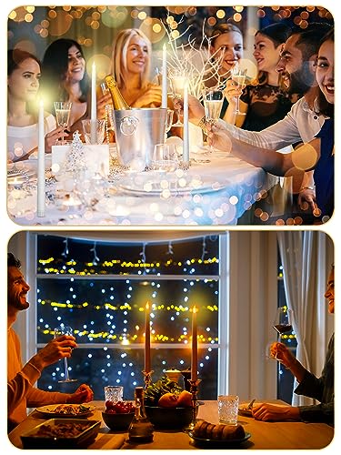 Image of Treela 36 Pieces Flameless Taper Candles Flickering Faux LED Battery Operated Electric Fake Candles for Christmas Halloween Birthday Wedding Party(White,0.8x11 Inches,Smooth)