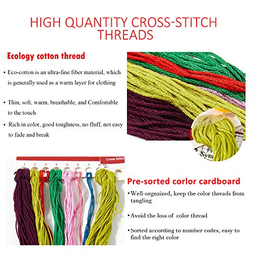 Cross Stitch Counted Kits Stamped Kit Cross-Stitching Pattern for Home Decor, 11CT Pre-Printed Fabric Embroidery Crafts Needlepoint Kit (Printed Kits,Leader Wolf)