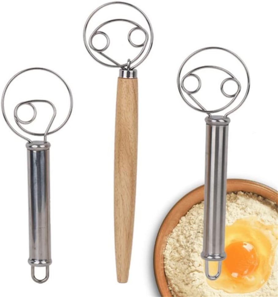 Dough Whisk Bread Mixer Stainless Steel Cake Pastry Dough Mixer Stick Egg Beater Kitchen (Size : 25.5 * 8.5CM) (27.5 * 8CM)
