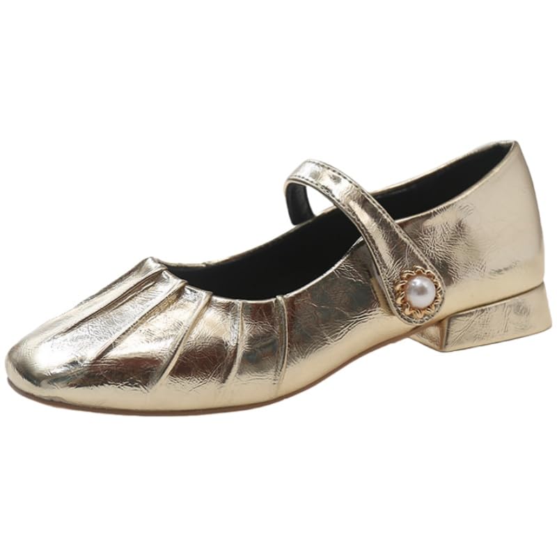 Lady's Summer Small-Point Mary Jane Fashion Flats - Shallow Toe, Solid Color Design - Suitable for Casual Daily wear