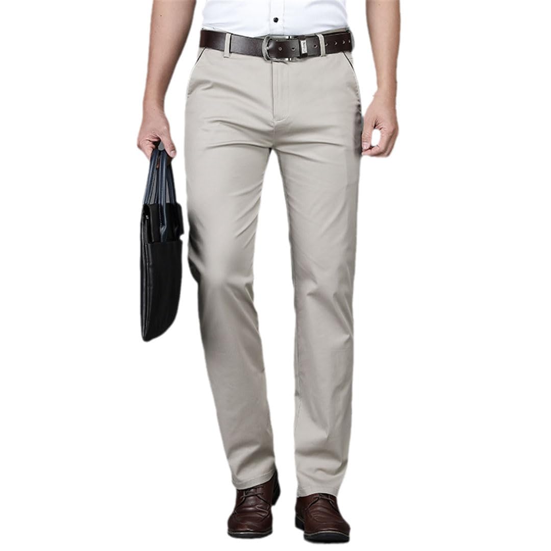 Vogrtcc Pantalones Casuales De Algodón Fino para Hombres Pantalones Rectos Sueltos Elásticos De Moda De Negocios