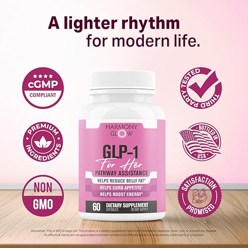 Harmony Glow GLP-1 | Promotes Weight Loss for Women, Helps Appetite Control & Promotes Energy - Assists Metabolic Pathways Linked to GLP-1 Signaling & Fat Loss - 3rd Party Tested Supplement - 60 Pills - Image 6