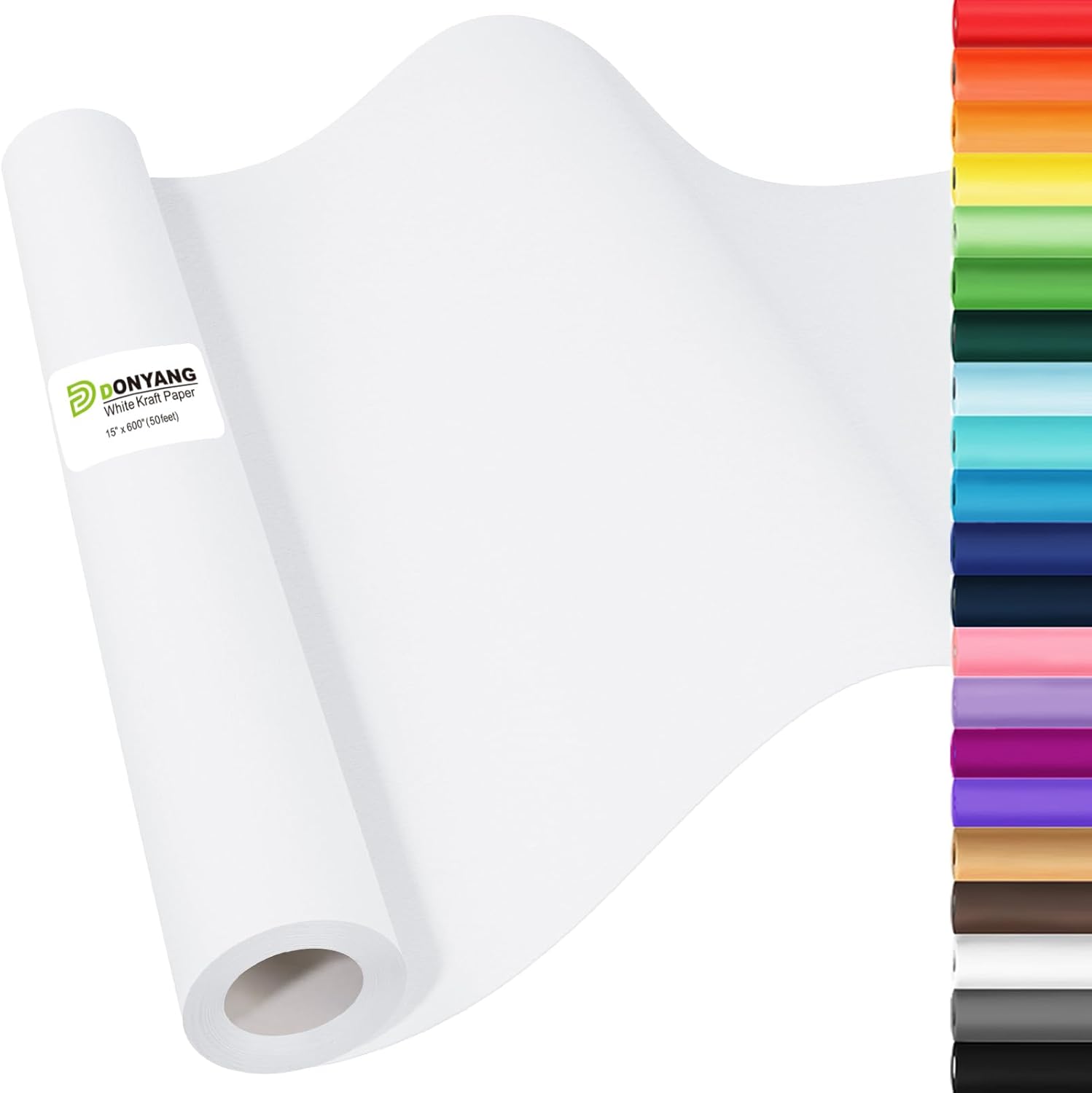 15" x 600" (50') Kraft Craft Paper Roll, White Wrapping