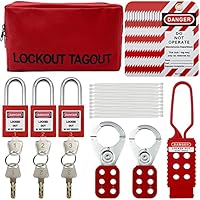 Lockout Tagout Kit Elektrisches Loto – Gruppenverriegelungshaspen, Lockout-Tags, Sicherheitsvorhängeschlösser mit Nummer, Nylonbänder mit Taschentasche (rotes Set)