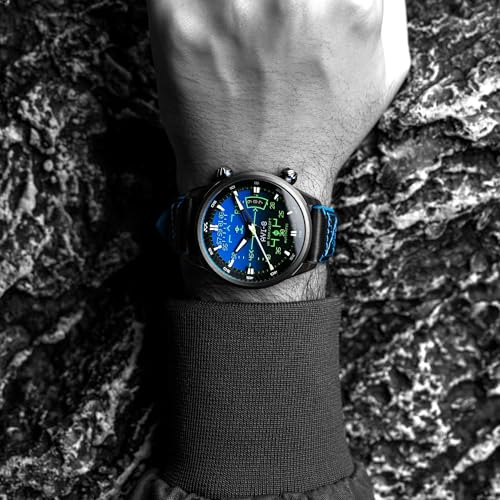 Image of AVI-8 Men's 44mm Hawker Harrier HUD Automatic Watch with Rubber /Leather Strap AV-4117